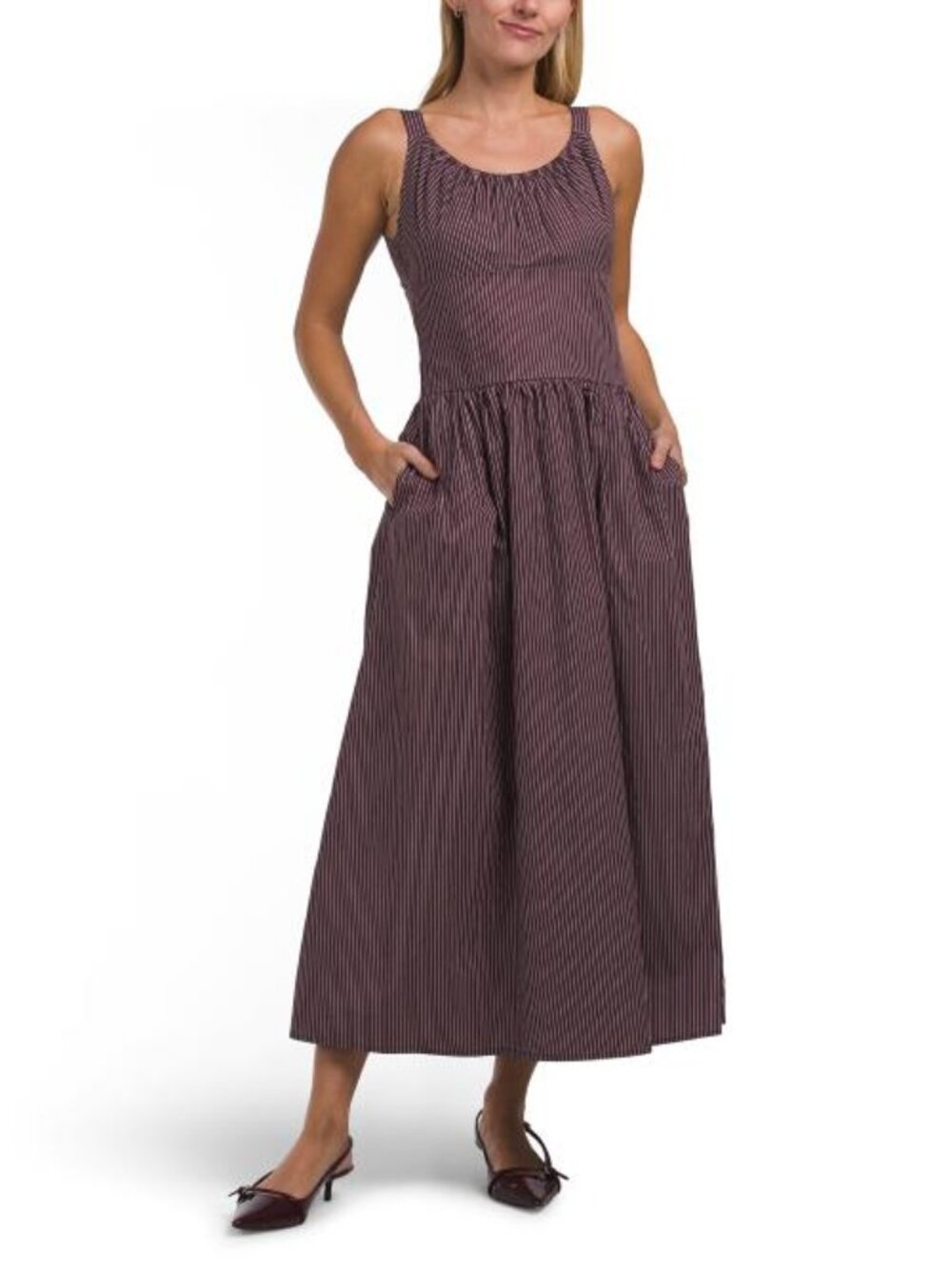 WHITE CLOSET Sleeveless Striped Maxi Dress